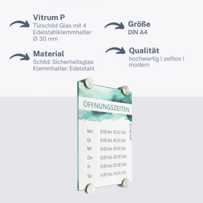 Tuerschild VITRUM P Glasschild fuer Buero DIN A4